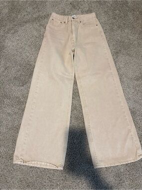 BDG Wide Leg Flare Jeans in Light Beige
